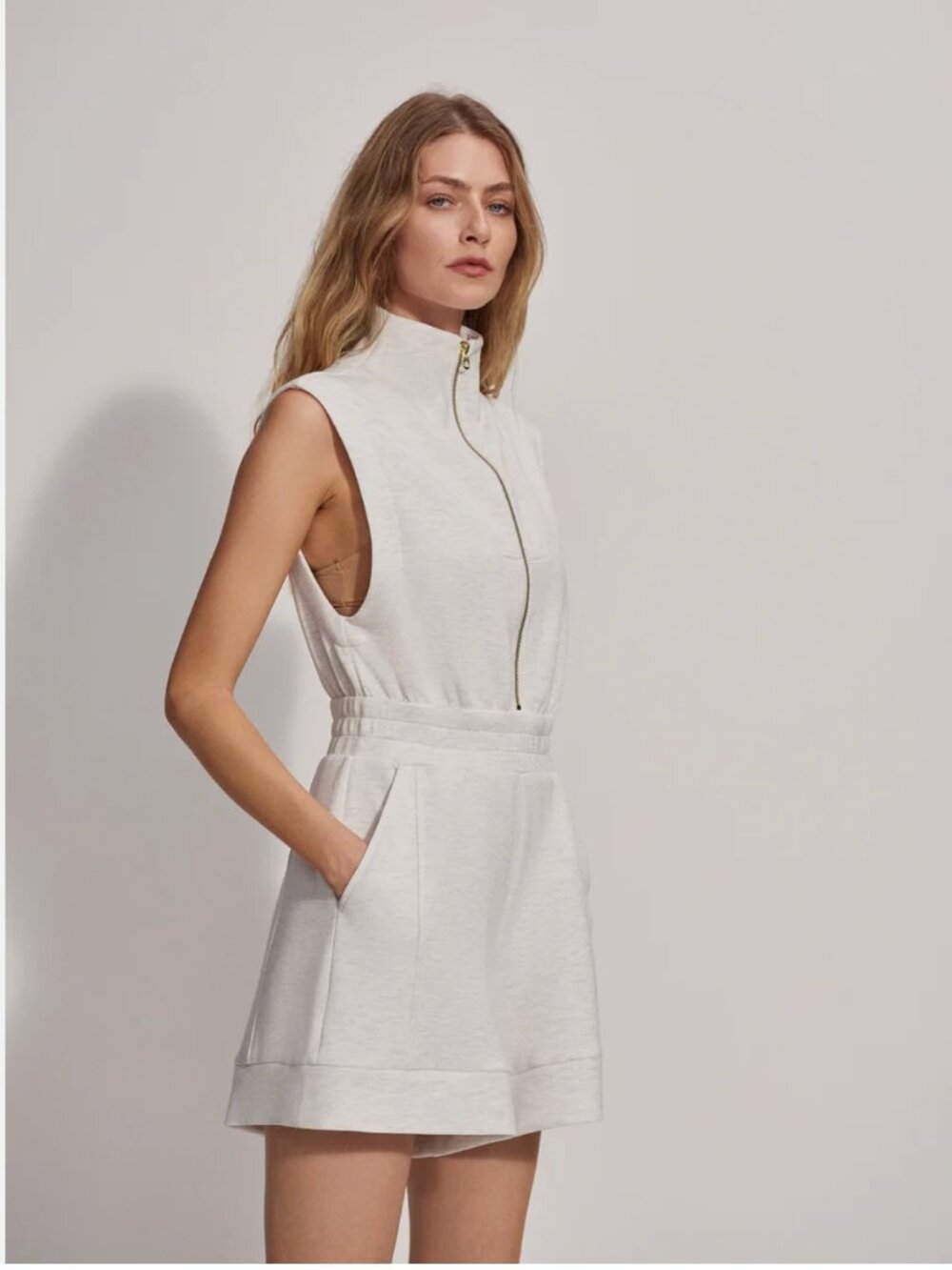 Varley Linvale Playsuit Doublesoft In Ivory Marl Womens S